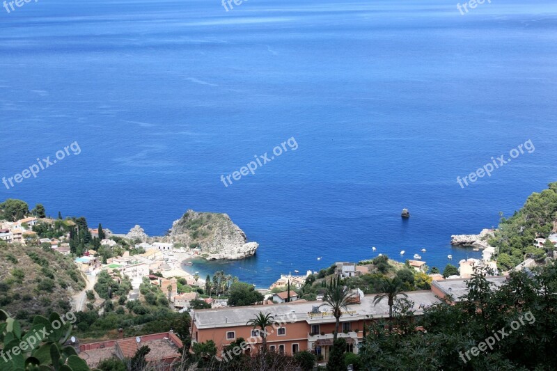 Sicily Cove Taormina Sea Landscape