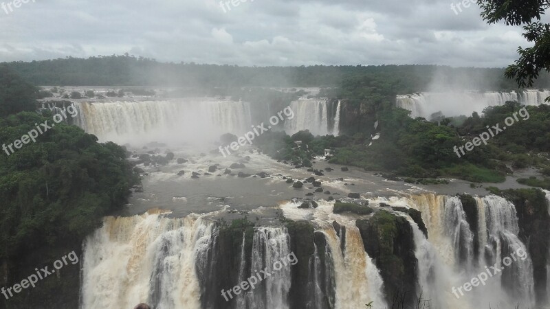 Waterfalls Waterfall Foz Do Iguaçu Nature Forest