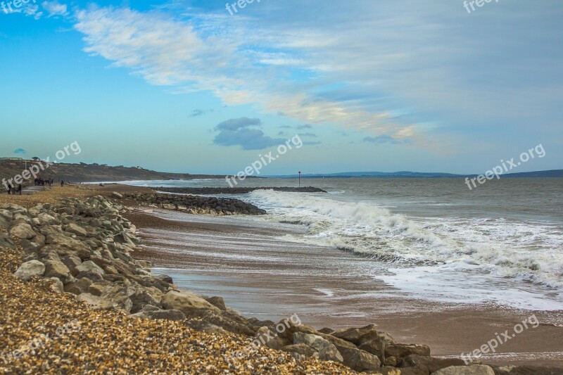 England Dorset Seascape Beach Waves