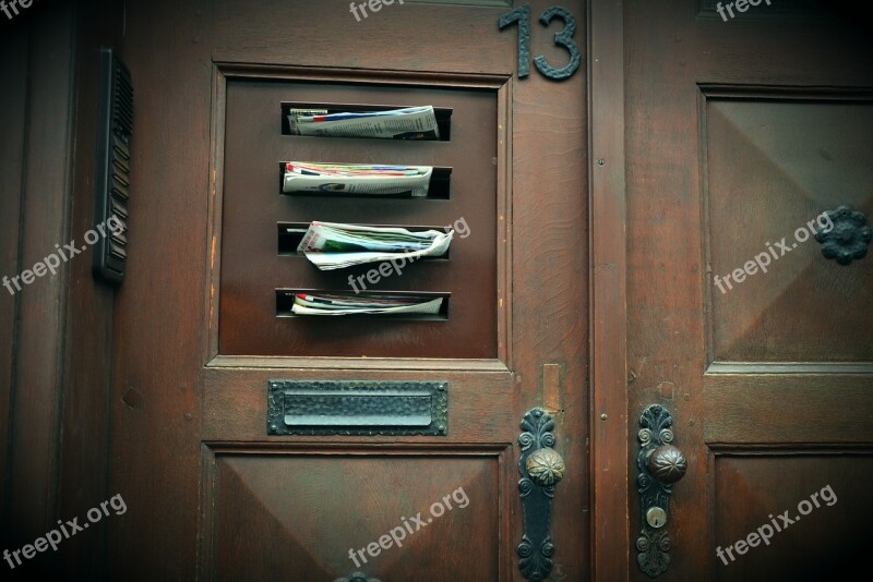 Door Old Newspapers Mailbox House Entrance