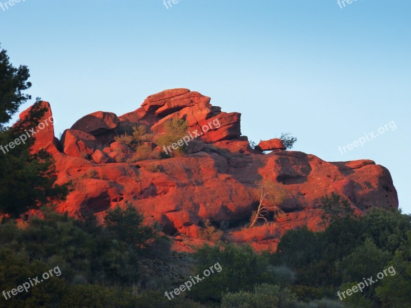 Mountain Red Sandstone Red Stoneware Rocks Sunset