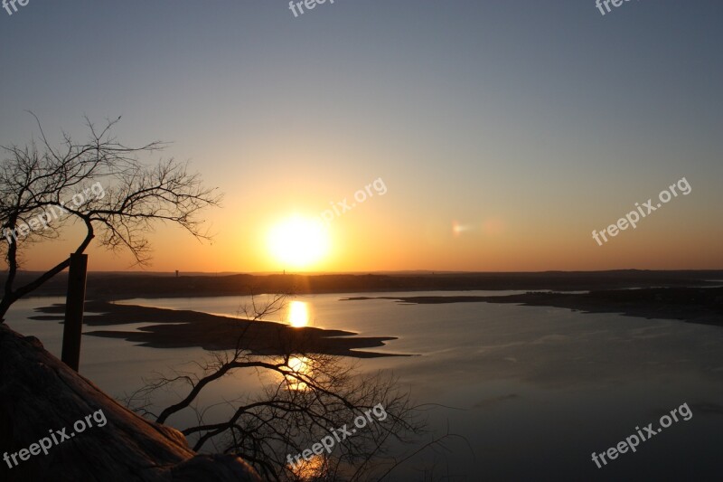 Texas Sunset Lake Texas Landscape Twilight