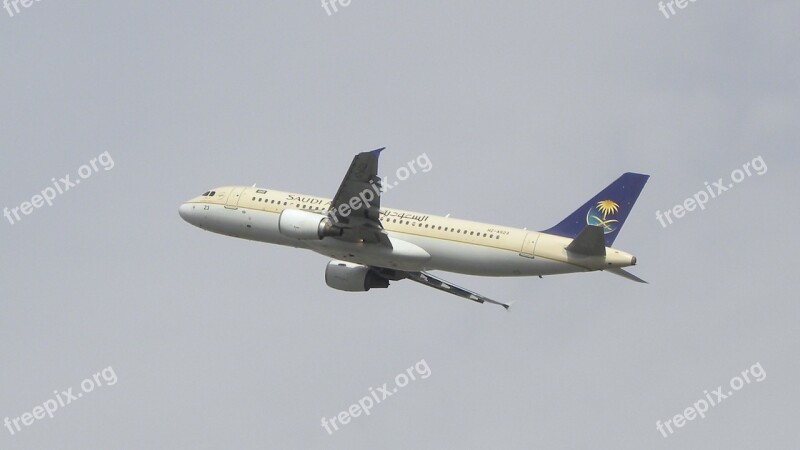 Plane Airbus Saudia Takeoff Airport