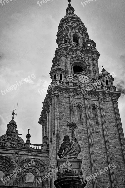 Santiago De Compostela Spire Cathedral Church Architecture