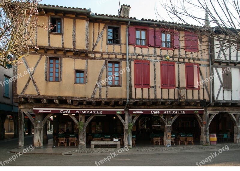 France Mirepoix Medieval Village Arcades Façades