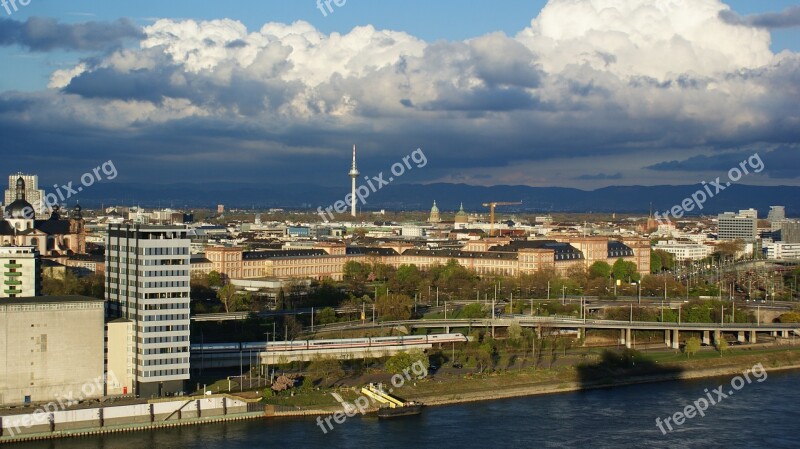 Mannheim Panorama Mood Clouds City View