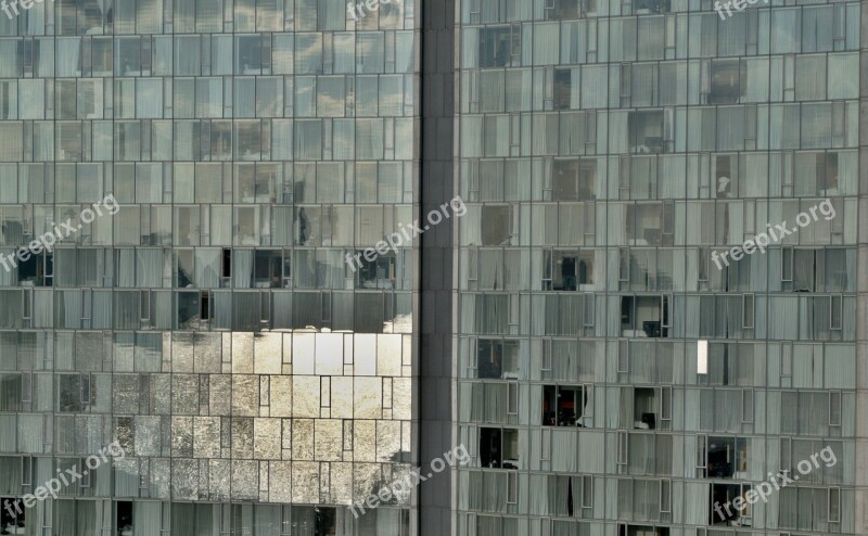 Building Downtown Offices Reflection Windows