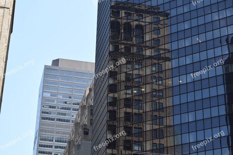 Building Downtown Offices Reflection Old Building