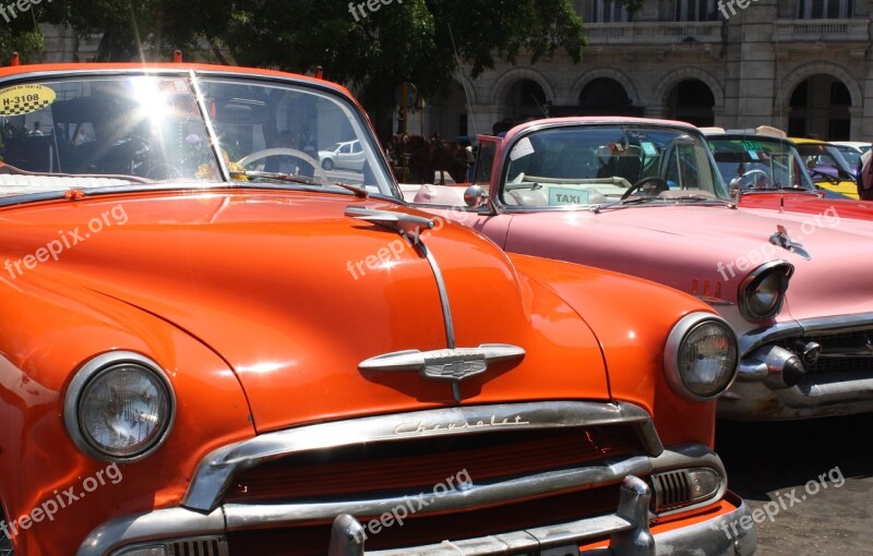 Cuba Classic Cars Orange Car Vintage