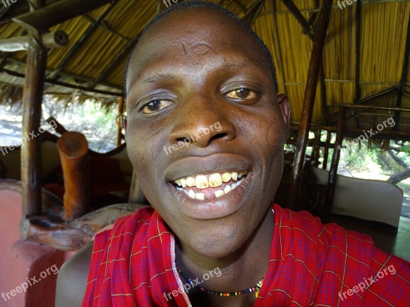 Man Maasai Face Teeth Tanzania