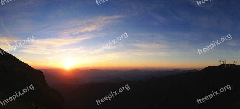 Plateau Sunrise Windmill Free Photos