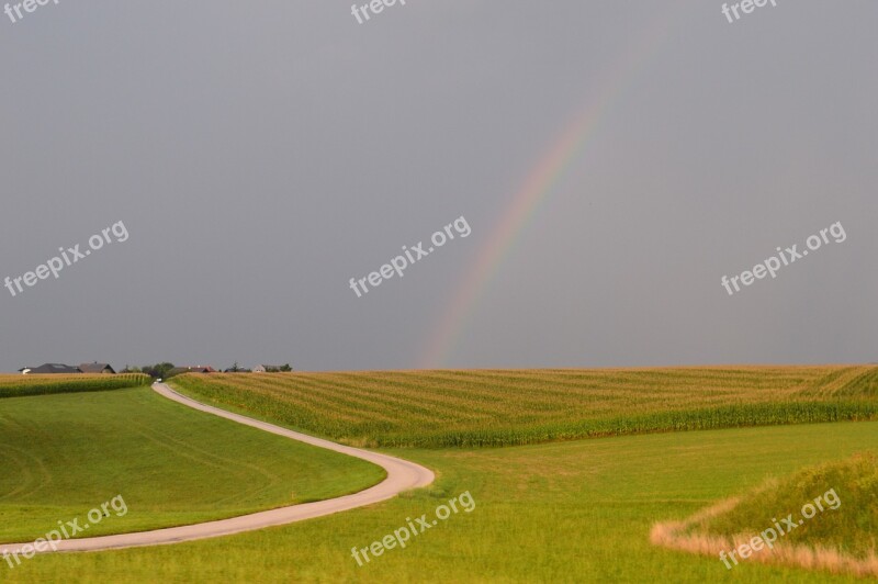 Rainbow Sunny Green After The Rain Country Side