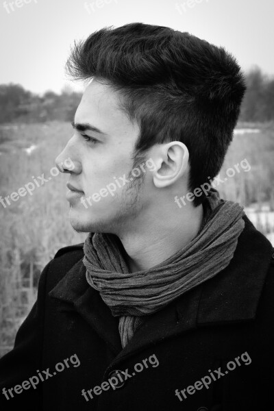 Young Man Profile Man Dream Boy Black And White