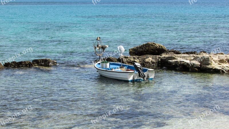 Fishing Boat Cove Sea Beach Cyprus