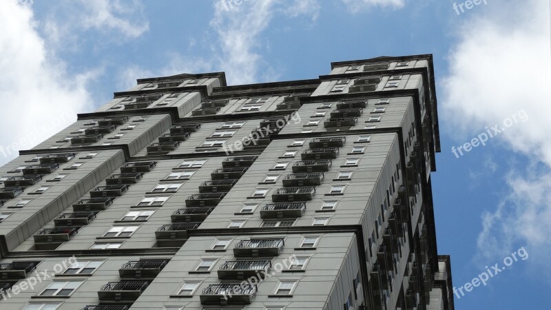 House Skyscraper Clouds Building Skyscrapers