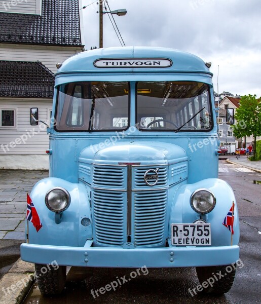 Volvo Bus Blue Signs Car