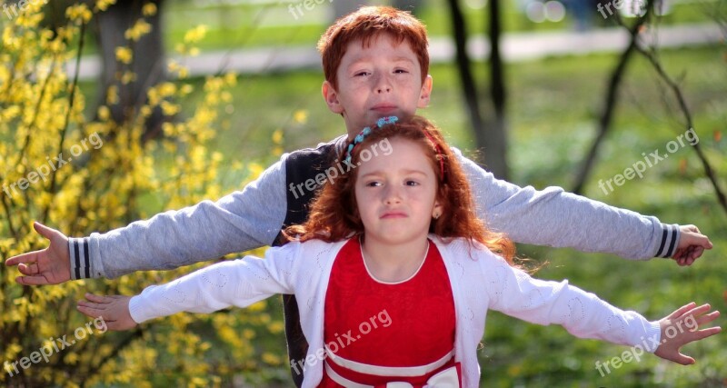 Brother Sister Red Hair Freckles Play