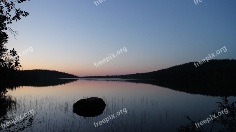 Lake After Sunset Dusk Reflection Sunset Landscape