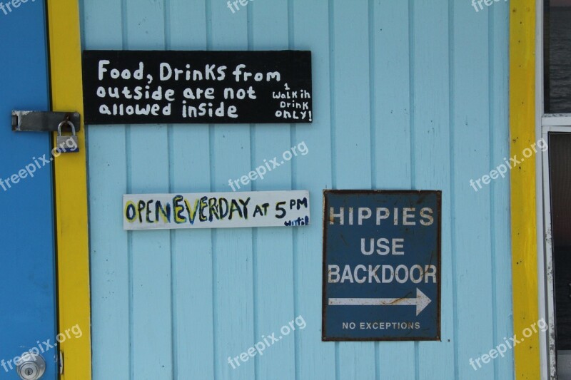 Sign Bar Hippies Text Food