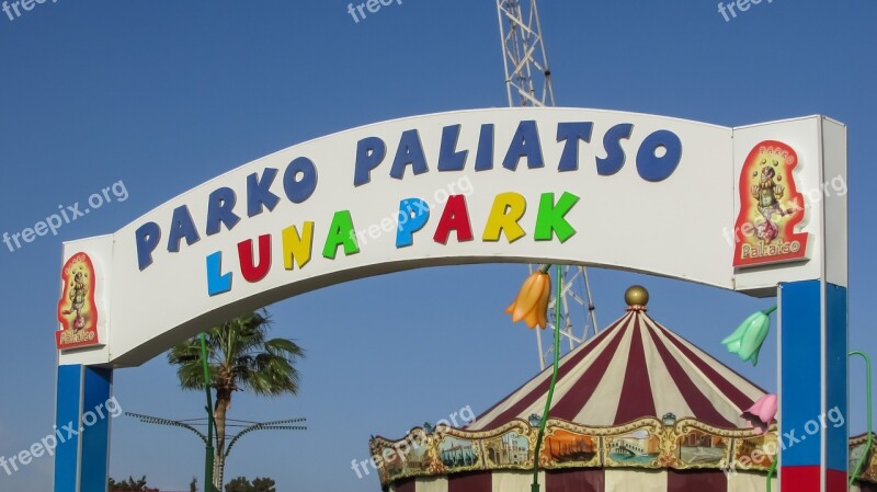 Luna Park Amusement Park Colorful Sign Entertainment