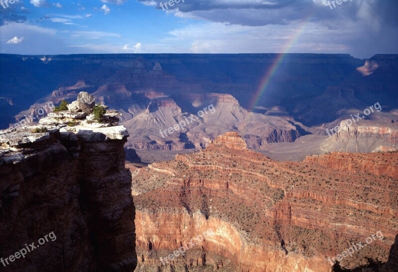 Grand Canyon Landscape Rainbow Geological Scenic