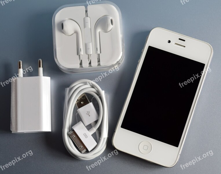 Iphone 4 Earphones Charger Cable Apple