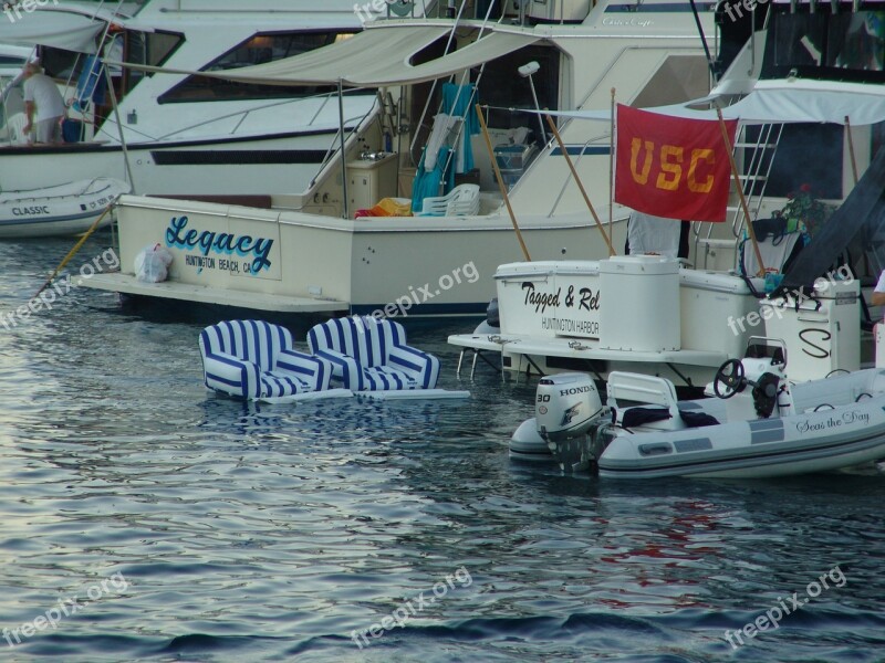 Chairs Water Boats Ocean Vacation