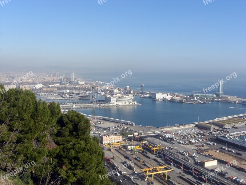 Mediterranean Sea Port Barcelona Water Free Photos