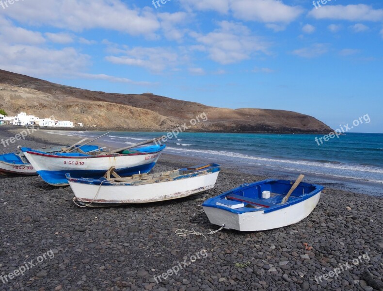 Boats Fuerteventura Canary Islands Sea Blue