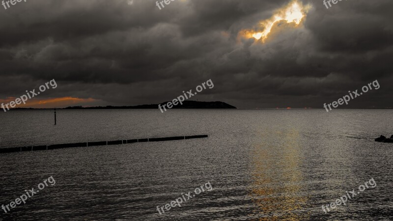 Baltic Sea Water Clouds Sunset Rügen