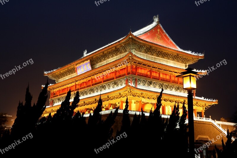 The Scenery Xi'an China The Bell Tower Asia