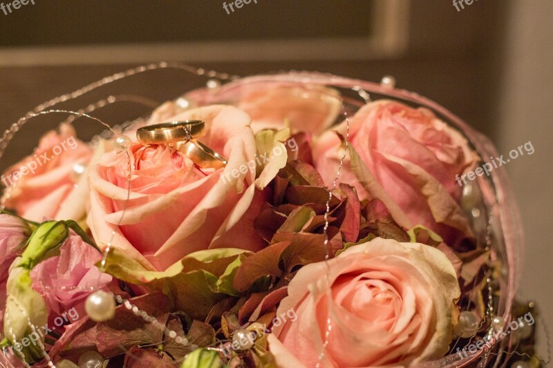 Marriage Wedding Bridal Bouquet Bride And Groom Before