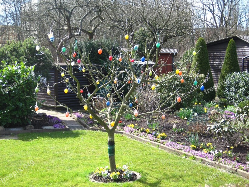 Easter In The Allotment Easter Eggs In The Tree Colorful Easter Eggs Easter Easter Eggs