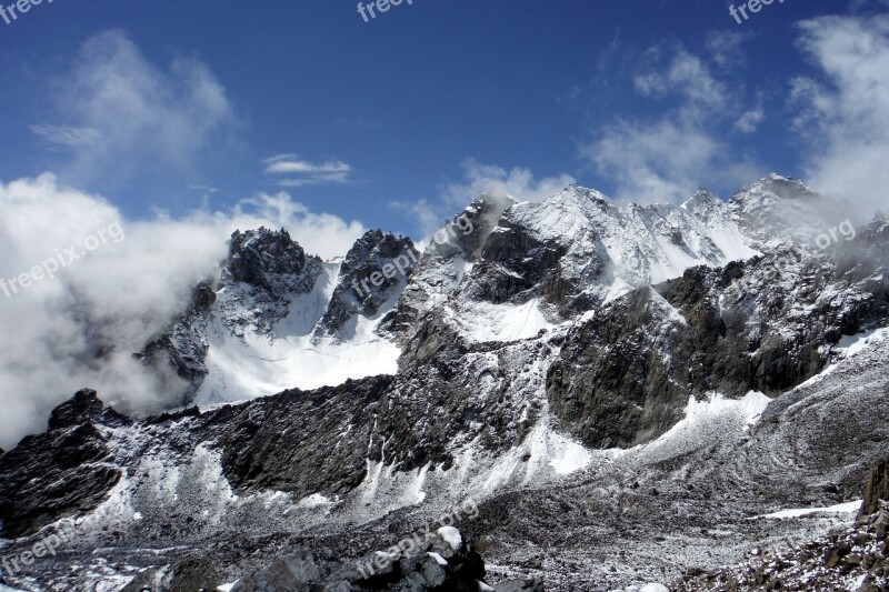 Pamir Tajikistan Landscape Mountains Snow