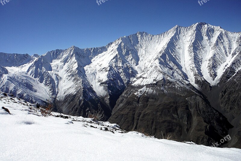 Pamir Bartang Mountains Snow Sky