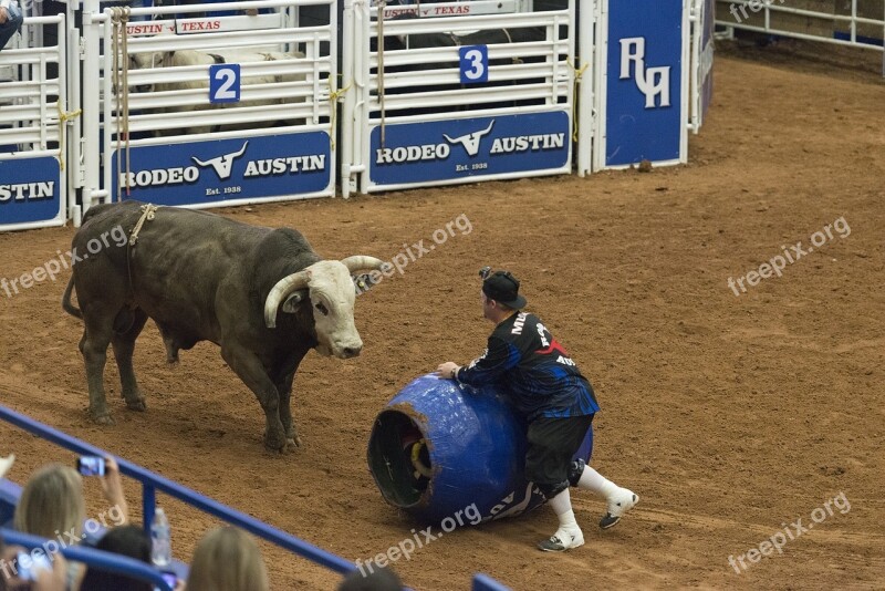 Rodeo Clown Barrel Cowboys Bull