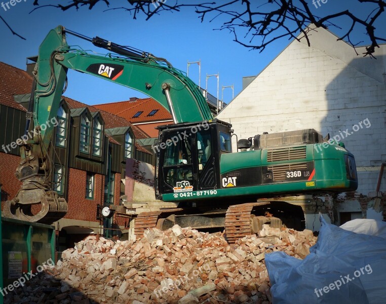 Excavators Demolition Site Construction Work Construction Vehicle