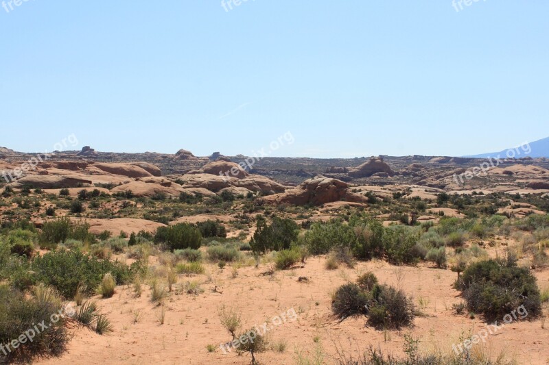 Mountains Desert Utah Rocks Bushes