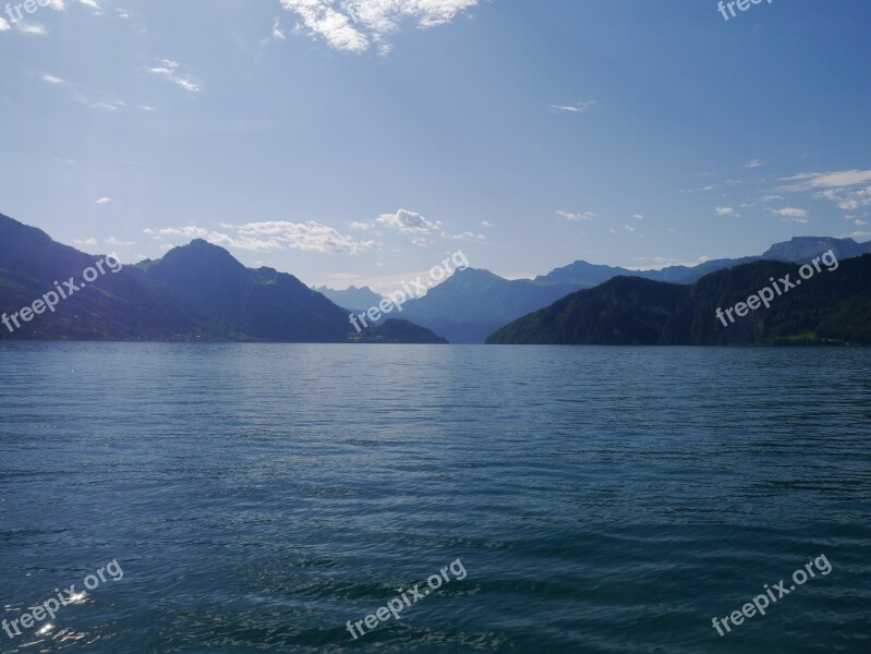 Mountains Water Lake Lake Lucerne Region Mountain And Water