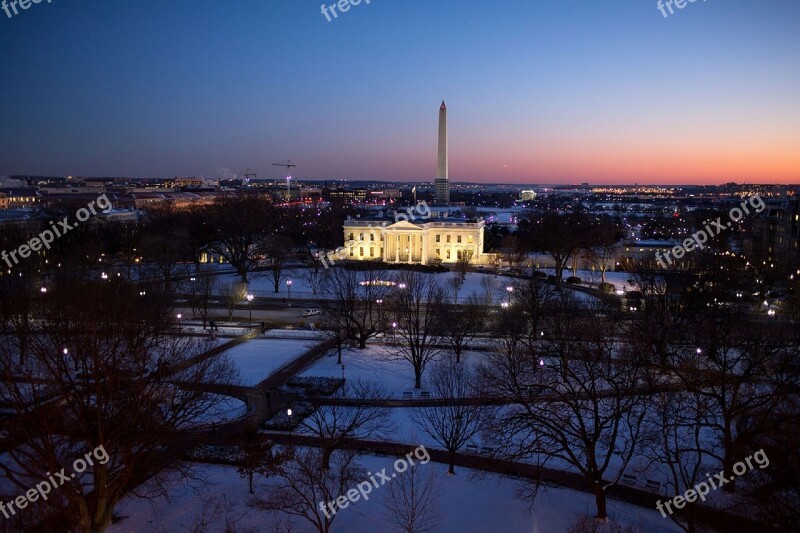 White House Mansion President Home Sunset