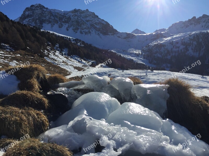 Mountain Sun Cast Iron Nature Landscape