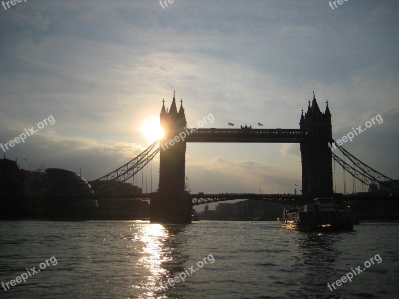 London Tower Bridge River Thames Sunset Evening