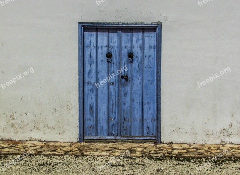 Door Old Traditional Wooden Blue