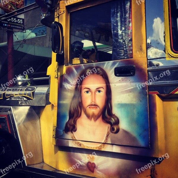 Faith Art Jeepney Christian Symbols Religion