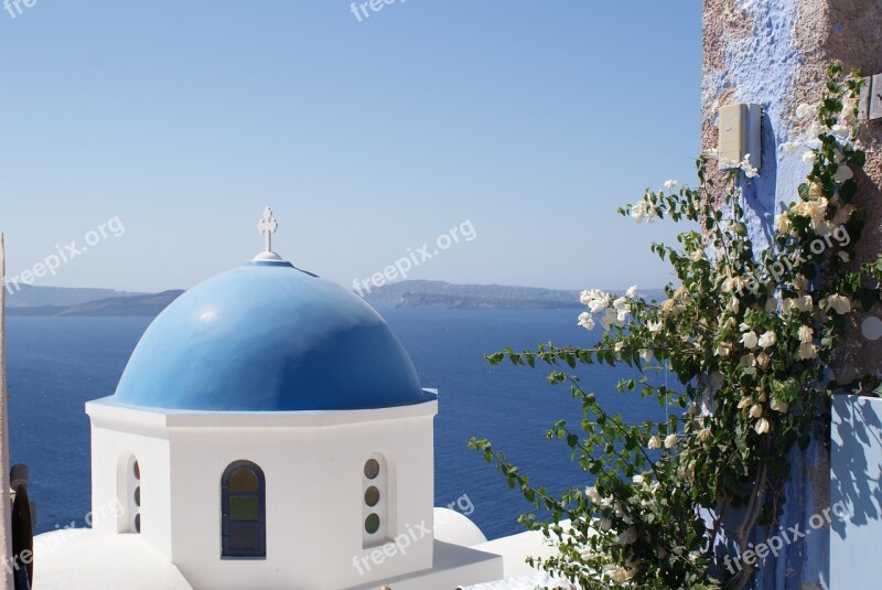 Greece Santorini Church Island Blue