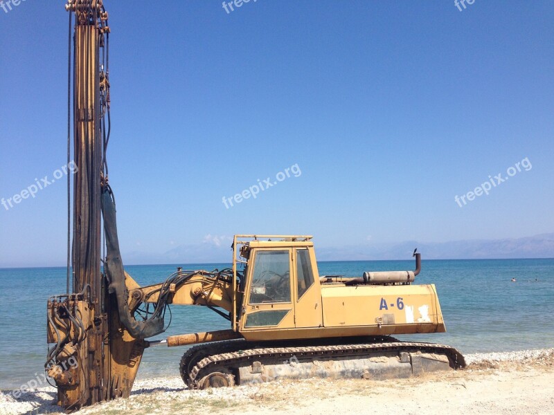 Excavators Construction Machine Site Old Construction Work