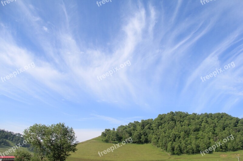 Meadows White Cloud Clear Sky Cloud View Air