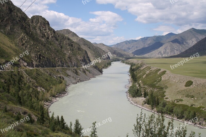 Altai Katun Mountain River Mountains Height