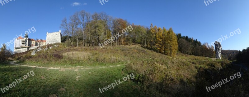 Pieskowa Skała Castle Poland Panorama Landscape Castle