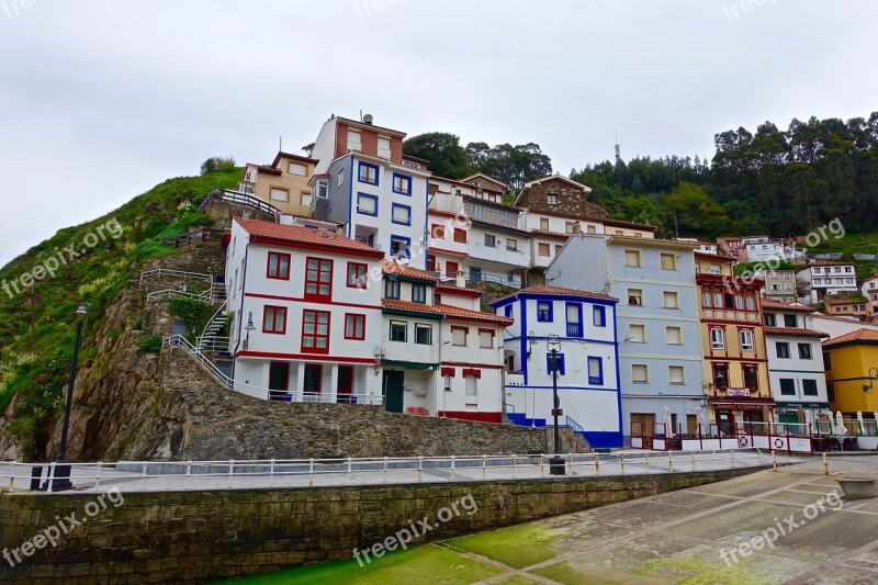 Seaside Village Colourful Houses Streetscape Coastal